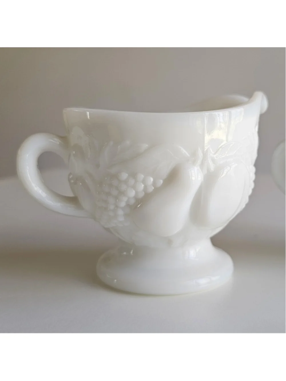 Vintage Westmoreland Milk Glass Harvest Creamer and Sugar Bowl Set MINT